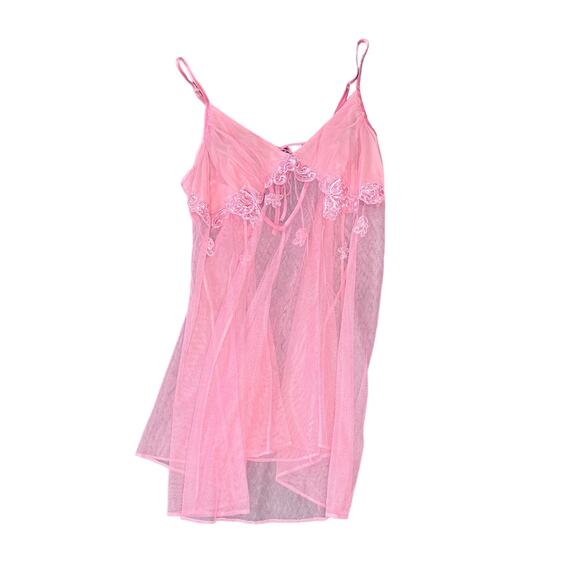 Vintage Victorias Secret Chemise Lingerie Negligee Floral Lace Embroidery Large - Picture 2 of 8